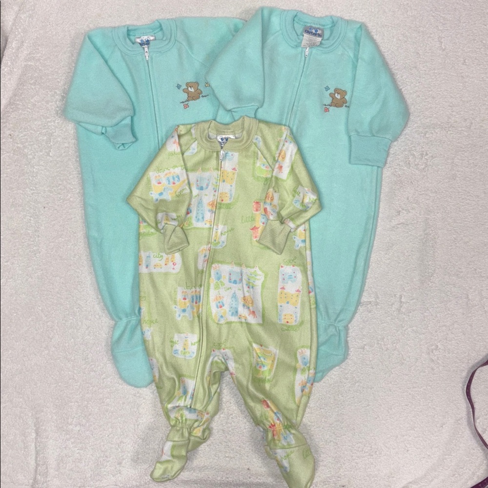 Nwot vintage Carter's fleece unisex gender neutral sleeper pajamas 0/6m
